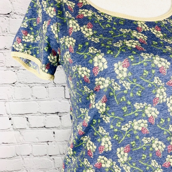 Lularoe Blue Floral Classic T Size XXS - Picture 2 of 4